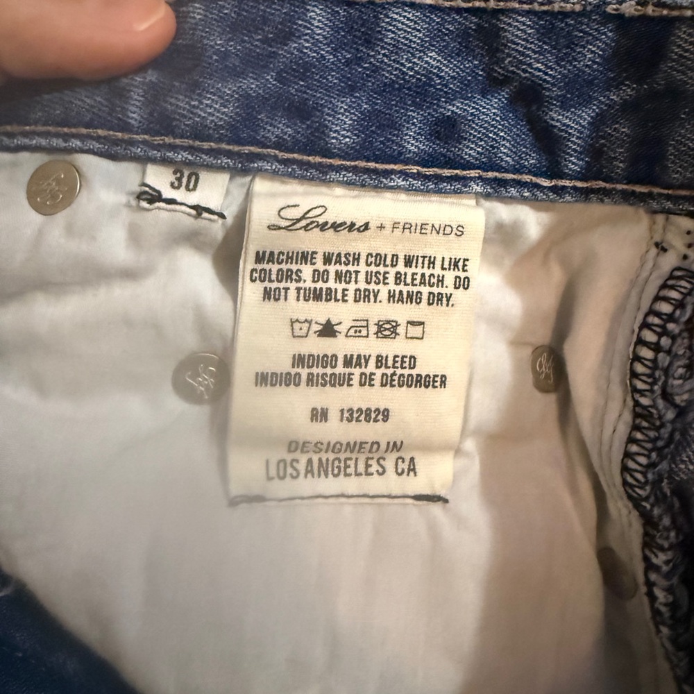 Lovers + Friends Distressed Blue Denim Cutoff Shorts - Picture 6 of 6